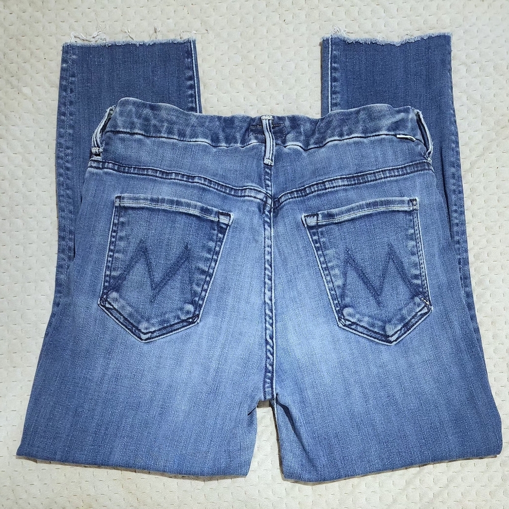 Mother Light Blue Skinny Jeans with Back Pocket M Stitch, Size 28